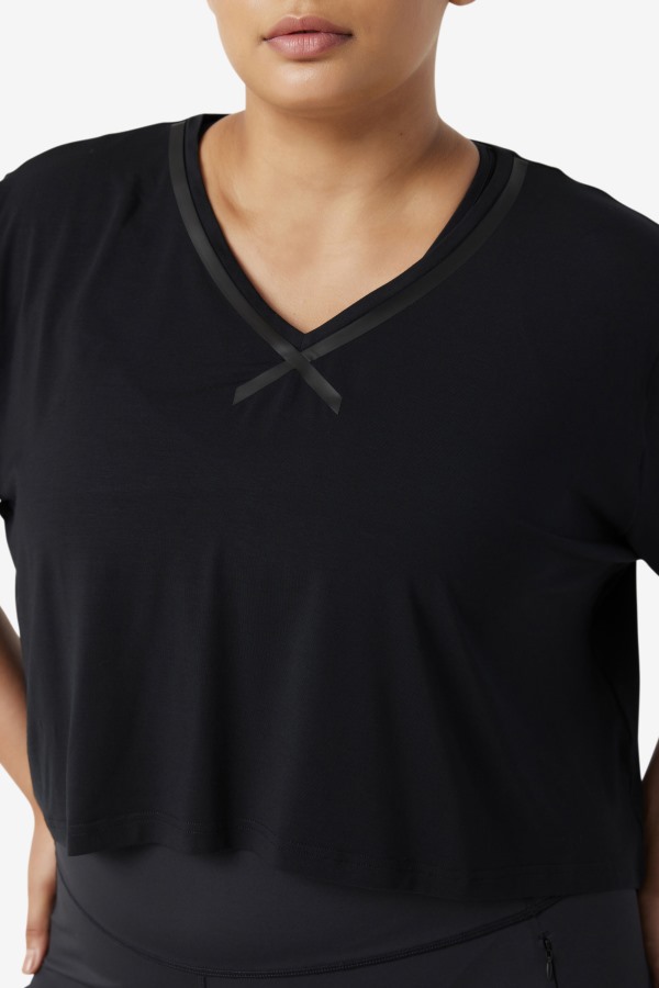 Black Fila Outlets Fi-Lux Hi-Low Crop Top