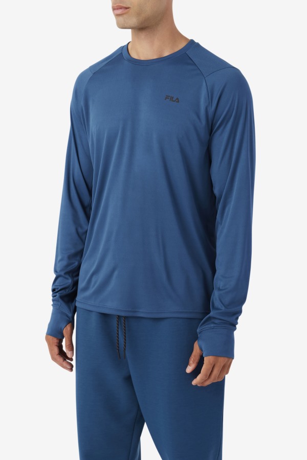 Fila Outlets Jazam Long Sleeve Crew Majolica Blue/Black