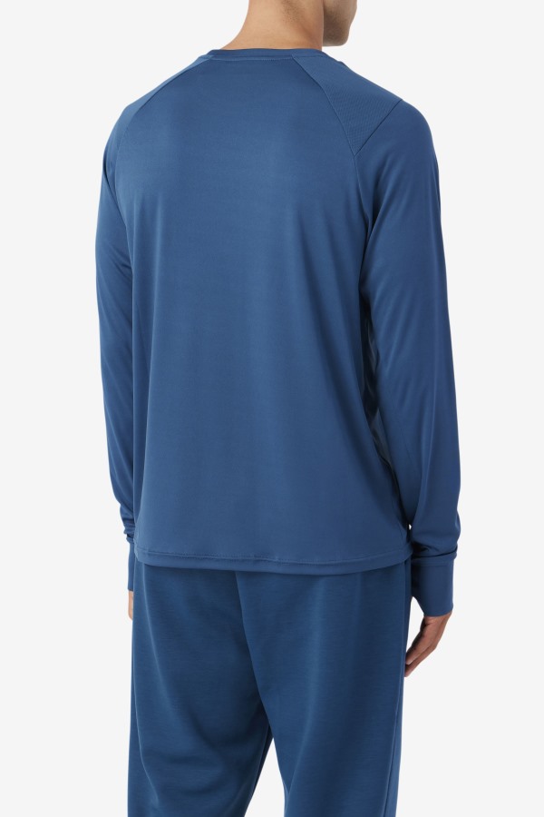Fila Outlets Jazam Long Sleeve Crew Majolica Blue/Black