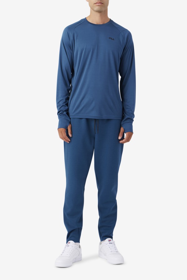 Fila Outlets Jazam Long Sleeve Crew Majolica Blue/Black