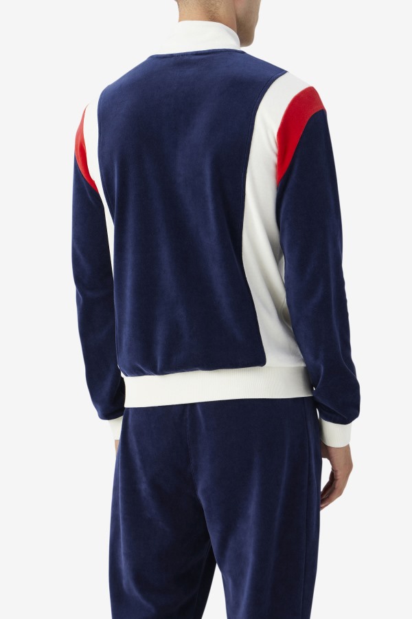 Navy/Egret/Red Floyd Velour Jacket Fila Outlets
