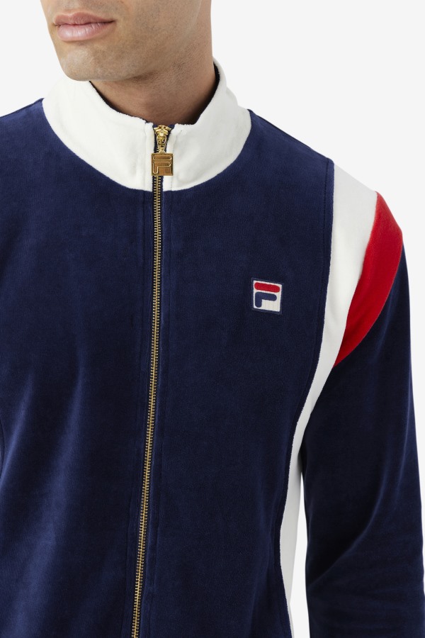 Navy/Egret/Red Floyd Velour Jacket Fila Outlets