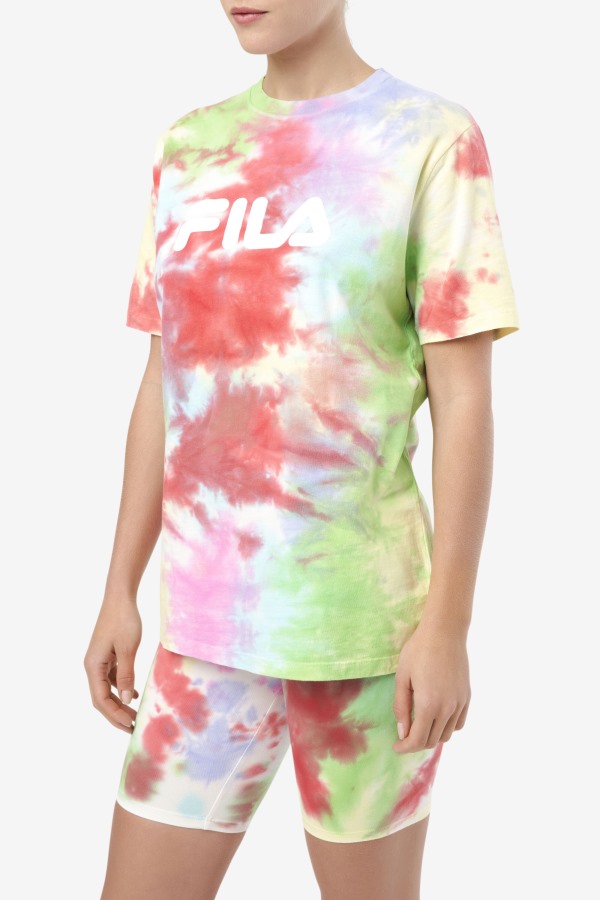 Fila Outlets Alivia Tie Dye Tee Green/White/Periwinkle/Red