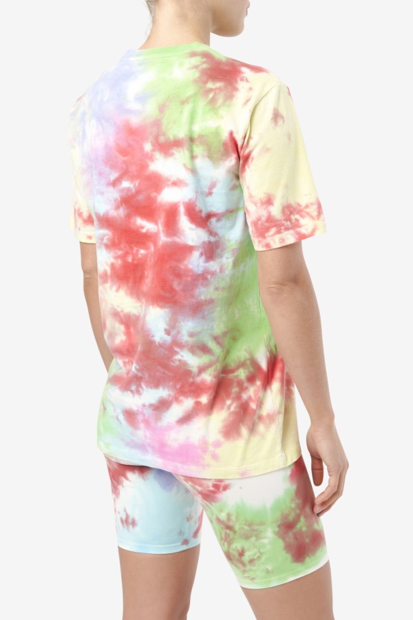 Fila Outlets Alivia Tie Dye Tee Green/White/Periwinkle/Red