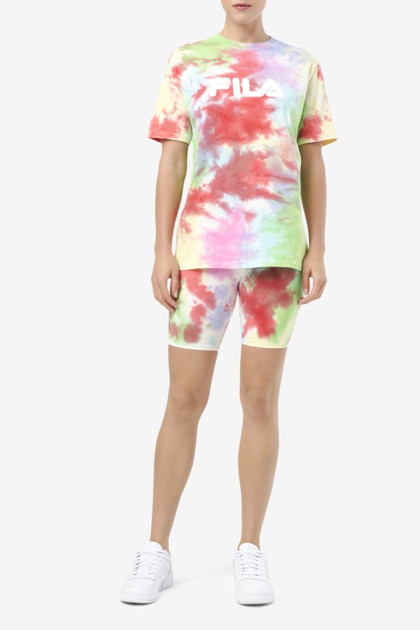 Fila Outlets Alivia Tie Dye Tee Green/White/Periwinkle/Red