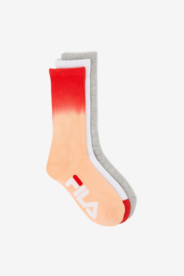 Women's Dip Dye Crew Sock 3-Pack Peach Fila Outlets