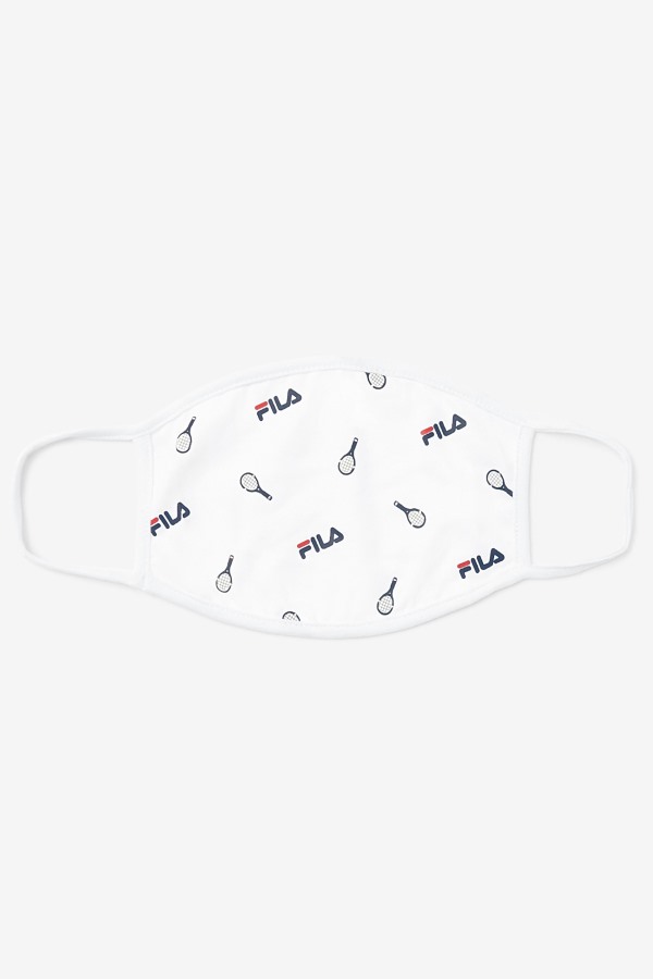 Fila Outlets White Tennis Print Face Mask White