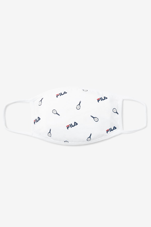 Fila Outlets White Tennis Print Face Mask White