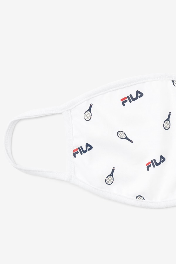 Fila Outlets White Tennis Print Face Mask White
