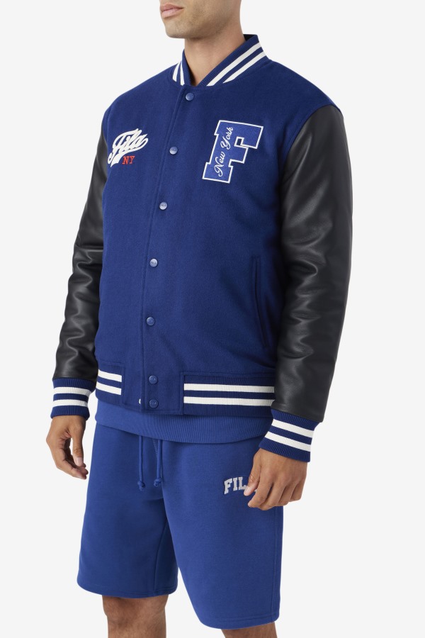 Fila Outlets Josh Varsity Jacket Blue/Black