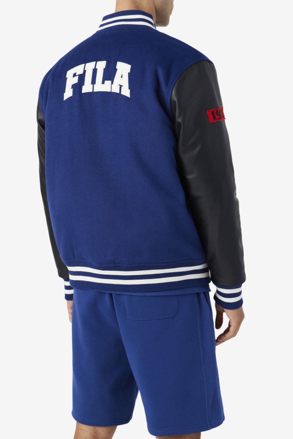 Fila Outlets Josh Varsity Jacket Blue/Black