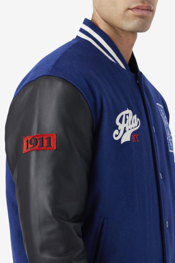 Fila Outlets Josh Varsity Jacket Blue/Black