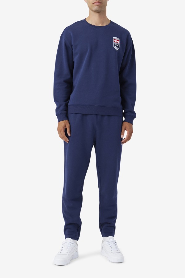 2Pac Fleece Patch Crew Fila Outlets Navy