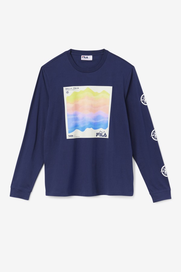 Fila Outlets Navy/Iced Aqua/Egret Kare Long Sleeve Tee