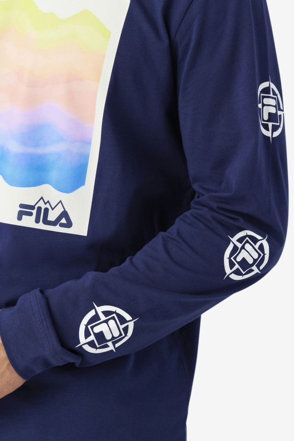 Fila Outlets Navy/Iced Aqua/Egret Kare Long Sleeve Tee