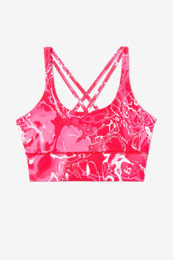 Pink Marble Uplift Cross Back Bra Top Fila Outlets