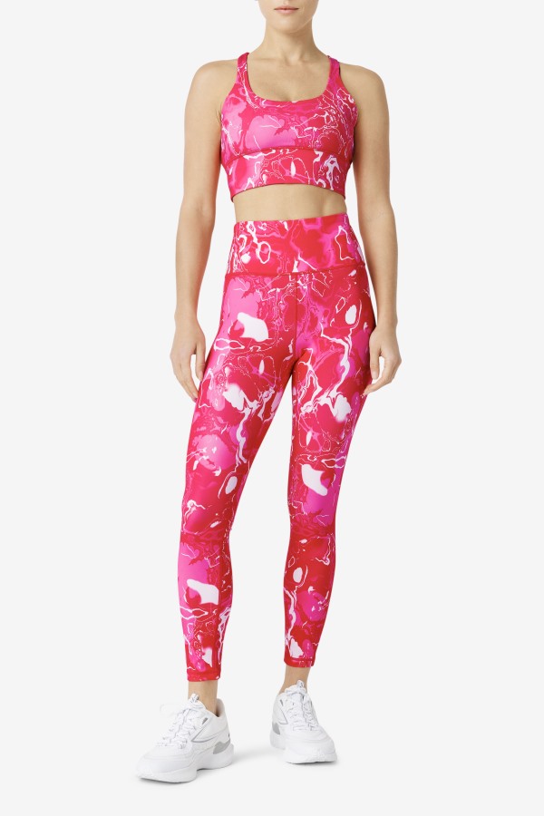 Pink Marble Uplift Cross Back Bra Top Fila Outlets