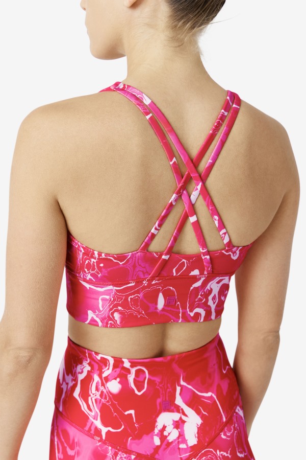 Pink Marble Uplift Cross Back Bra Top Fila Outlets