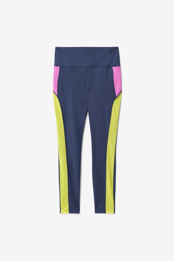 Navy/Azalea/Sulphur Forza Contrast 7/8 Leggings Fila Outlets