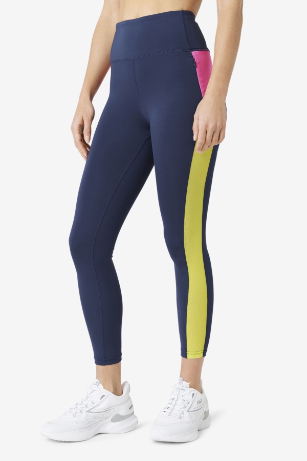 Navy/Azalea/Sulphur Forza Contrast 7/8 Leggings Fila Outlets