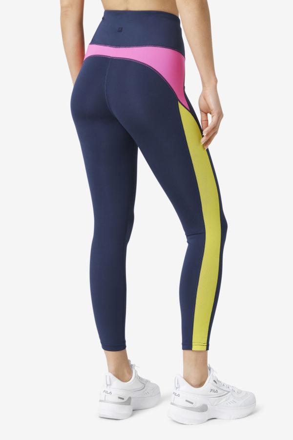 Navy/Azalea/Sulphur Forza Contrast 7/8 Leggings Fila Outlets