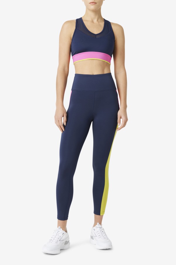 Navy/Azalea/Sulphur Forza Contrast 7/8 Leggings Fila Outlets