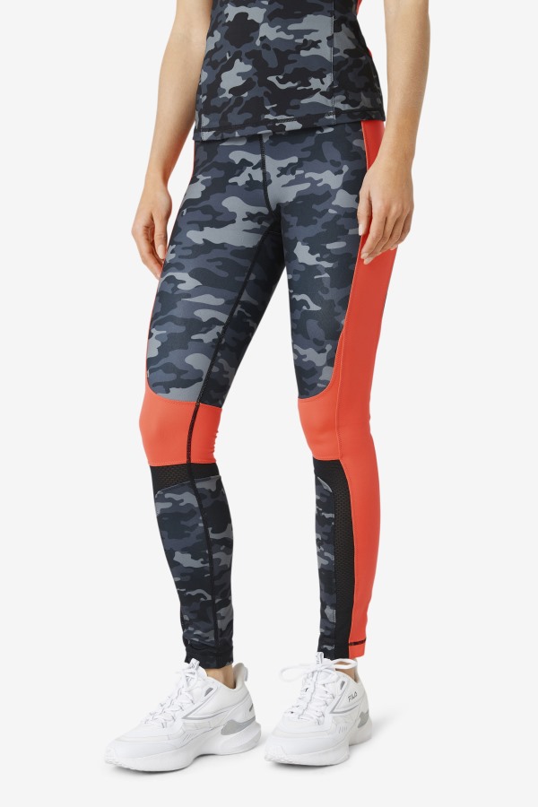 Forza Color Blocked Legging Fila Outlets Dark Camo/Coral/Black