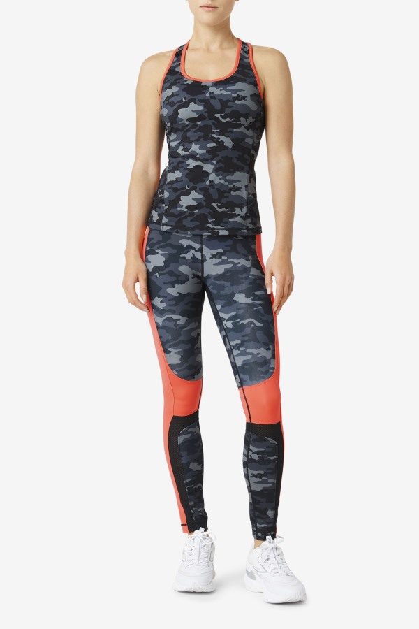 Forza Color Blocked Legging Fila Outlets Dark Camo/Coral/Black
