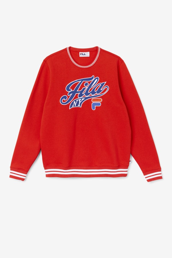Fiery Red/Blue/White Taylor Crewneck Sweatshirt Fila Outlets