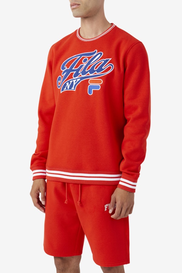 Fiery Red/Blue/White Taylor Crewneck Sweatshirt Fila Outlets