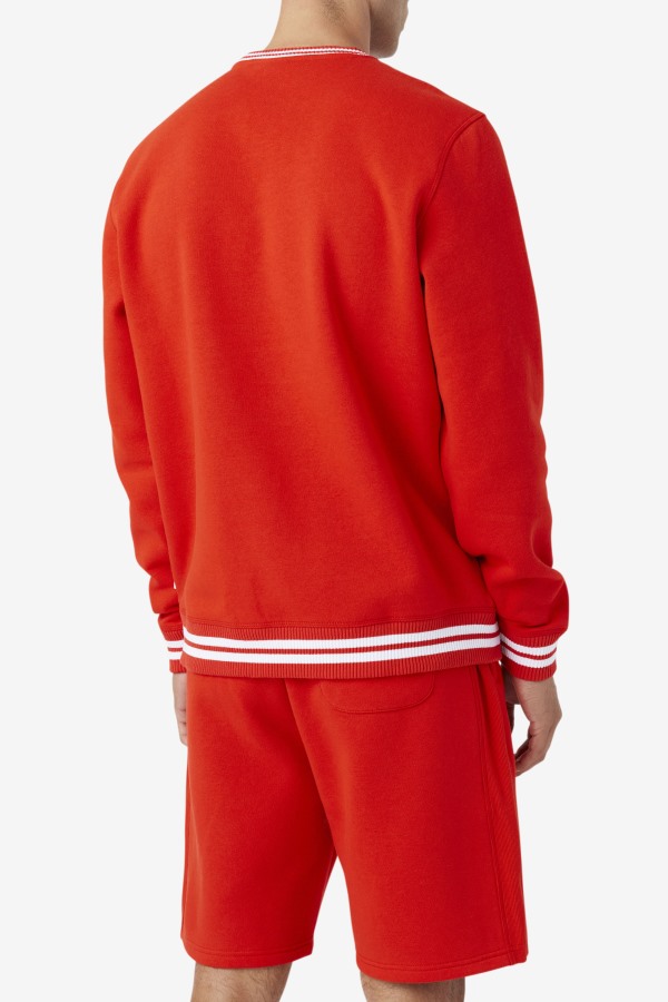 Fiery Red/Blue/White Taylor Crewneck Sweatshirt Fila Outlets
