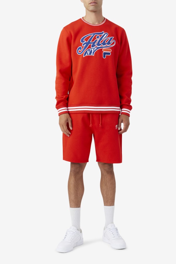 Fiery Red/Blue/White Taylor Crewneck Sweatshirt Fila Outlets