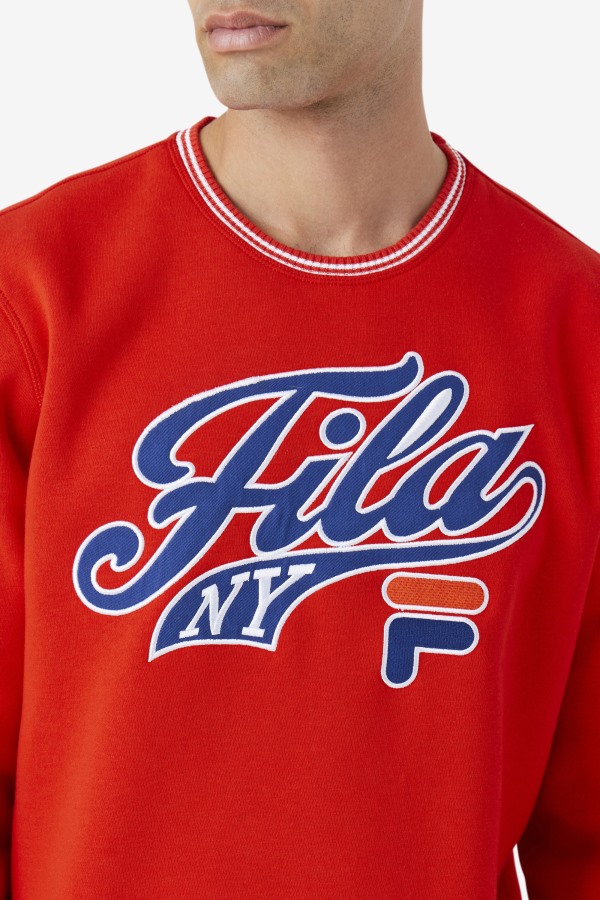 Fiery Red/Blue/White Taylor Crewneck Sweatshirt Fila Outlets