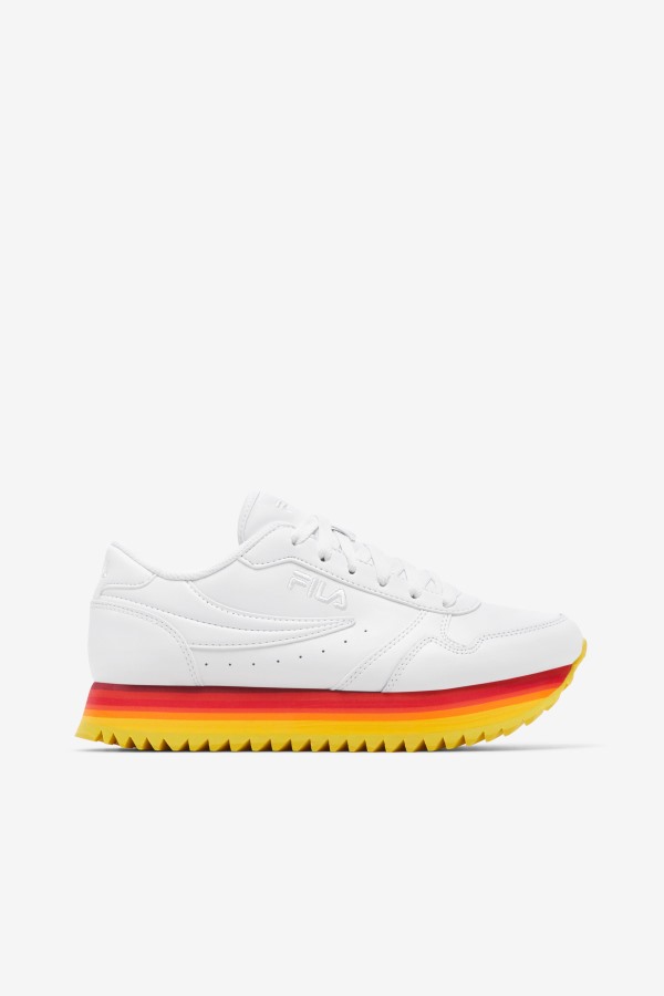 Women's Orbit Stripe White/Rhubarb/Lemon Fila Outlets