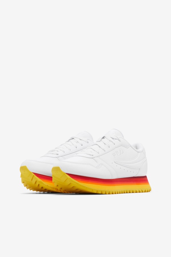 Women\'s Orbit Stripe White/Rhubarb/Lemon Fila Outlets