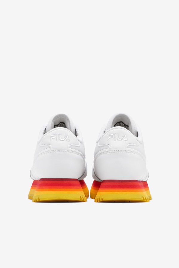 Women\'s Orbit Stripe White/Rhubarb/Lemon Fila Outlets