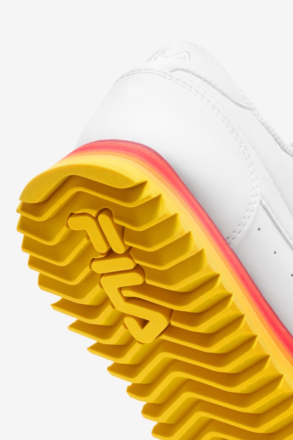 Women\'s Orbit Stripe White/Rhubarb/Lemon Fila Outlets