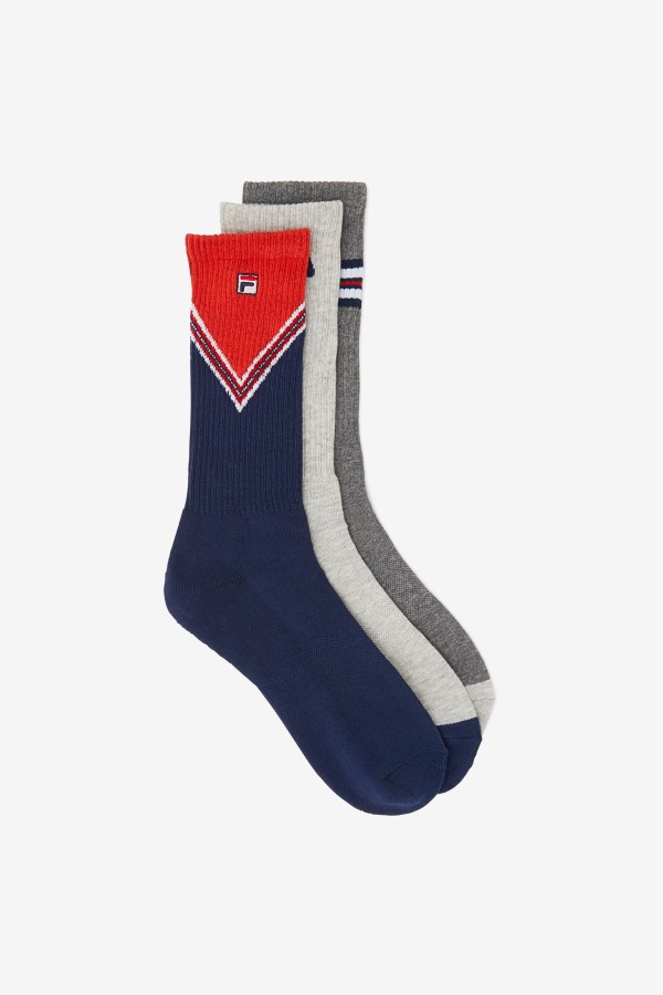 Fila Outlets Men's Chevron Crew Sock 3-Pack Navy