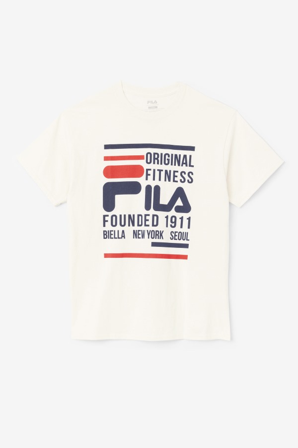 Fila Outlets Gardenia/Navy/Red Original Fitness Tee
