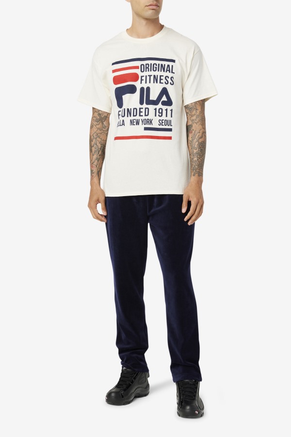 Fila Outlets Gardenia/Navy/Red Original Fitness Tee