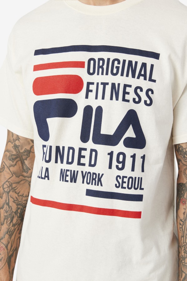 Fila Outlets Gardenia/Navy/Red Original Fitness Tee