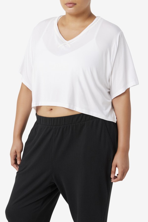 Fila Outlets White Fi-Lux Hi-Low Crop Top