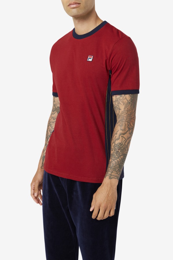 Rhubarb/Peacoat/Golden Glow Warner Tee Fila Outlets