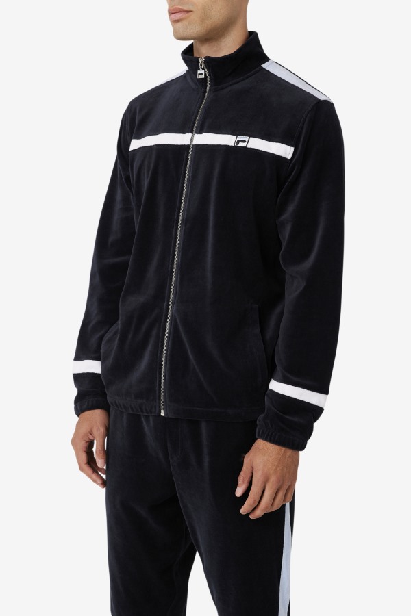 Black/White/Skyway Ravid Velour Jacket Fila Outlets