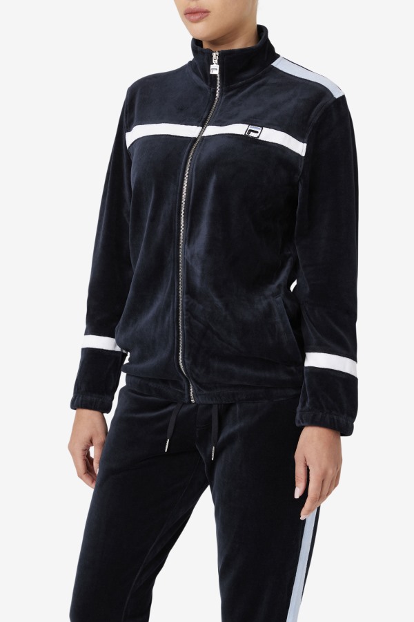 Black/White/Skyway Ravid Velour Jacket Fila Outlets