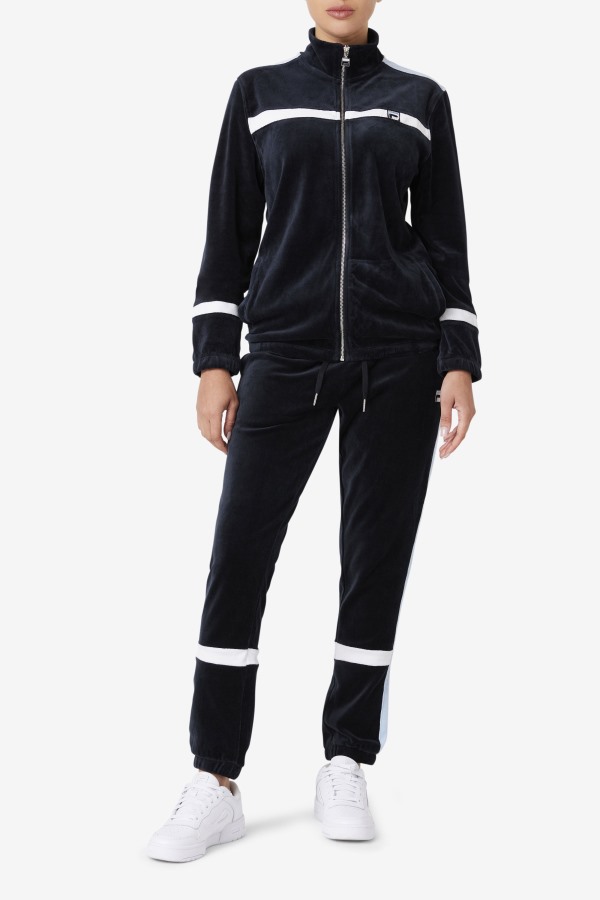 Black/White/Skyway Ravid Velour Jacket Fila Outlets