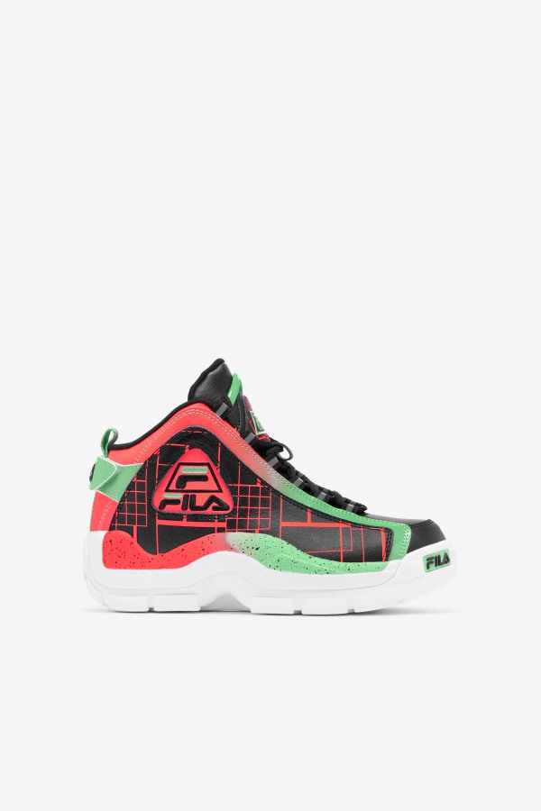 Big Kids' Grant Hill 2 Fila Outlets Black/Fiery Coral/Green Ash