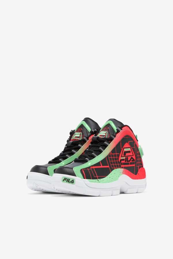 Big Kids\' Grant Hill 2 Fila Outlets Black/Fiery Coral/Green Ash