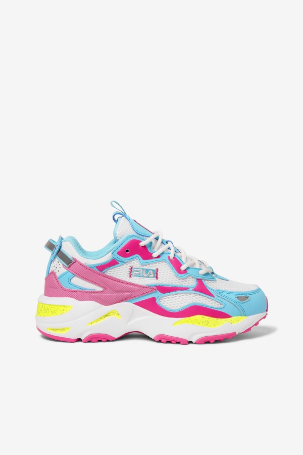 Fila Outlets Women's Ray Tracer Apex White/Pink Glo/Bluefish