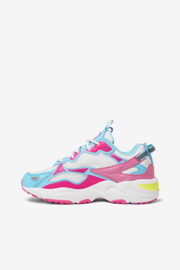Fila Outlets Women\'s Ray Tracer Apex White/Pink Glo/Bluefish
